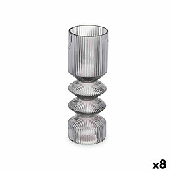 Gift Decor Vase Rayures Gris Verre 8 x 23 x 8 cm (8 Unités)