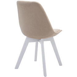 Decoshop26 Chaise de salle à manger x1 design scandinave en tissu crème et piètement à 4 pieds en bois blanc 10_0003313