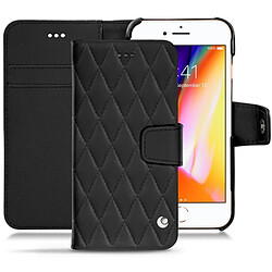 Housse cuir Apple iPhone 8 - Rabat portefeuille - Noir - Couture ( Nappa - Black ) - NOREVE