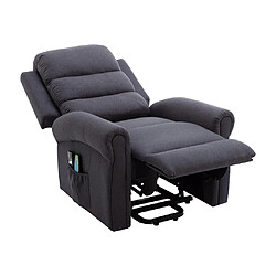 Acheter Vente-Unique Fauteuil massant en tissu avec releveur électrique - Gris anthracite - LOVARI