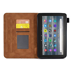 Etui en PU fonction d'éveil/veille automatique avec support et porte-cartes pour votre Amazon Fire HD 8 (2016)/(2017)/(2018) - marron