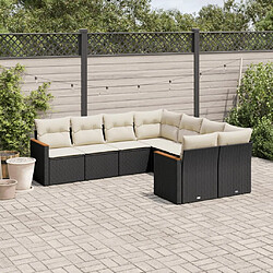 Maison Chic Ensemble Tables et chaises d'extérieur 8 pcs avec coussins,Salon de jardin noir résine tressée -GKD422226