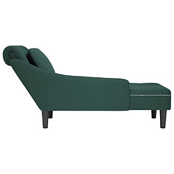 Acheter vidaXL Fauteuil long et coussin et accoudoir droit vert foncé velours