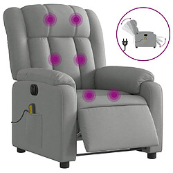 vidaXL Fauteuil de massage inclinable électrique gris clair tissu