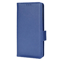 Etui en PU texture litchi avec support, bleu foncé pour votre ZTE Blade A72/Blade V40 Vita