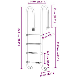 vidaXL Échelle de piscine 54x38x184,5 cm acier inoxydable 304 pas cher