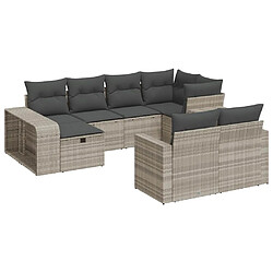 vidaXL Salon de jardin avec coussins 10 pcs gris clair résine tressée