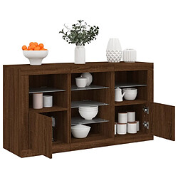 Maison Chic Commode Buffet - Meuble de rangement avec lumières LED chêne marron 123x37x67 cm -GKD15824