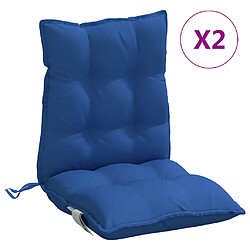 vidaXL Coussins de chaise à dossier bas lot de 2 bleu royal