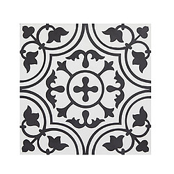 Pegane Boite de 24 Carreaux de ciment véritable 0,96m2 / Carreaux de ciment artisanaux pour sol et mur coloris noir/blanc - l.20 x L.20 cm