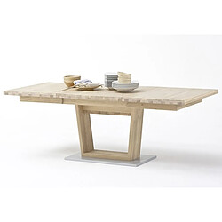 Acheter Pegane Table à manger extensible en bois finiton chêne blanchi - L.140-220 x H.77 x P.90 cm