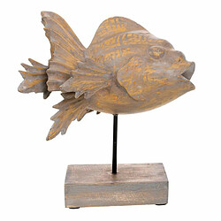 Avis Figurine Décorative Alexandra House Living Gris Brun foncé Bois Fer Poisson 31 x 24 x 30 cm