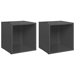 Maison Chic Meubles TV 2 pcs pour salon Gris brillant 37x35x37 cm Aggloméré -MN36303