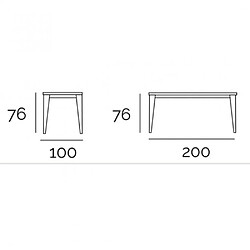 Inside 75 Table repas NORDIC 8 couverts 200 x 100 cm pieds bois plateau chêne naturel