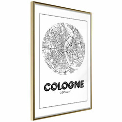 Paris Prix Affiche Murale Encadrée City Map Cologne Round 20 x 30 cm Or