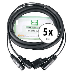 Set de 5 Pronomic Stage IECD-2.5 DMX câble hybride C/DMX 2,5m