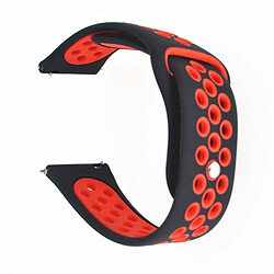 Bracelet en silicone creux 20mm bicolore noir/rouge pour votre Garmin Forerunner 645 Music/Vivoactive 3/Vivomove HR