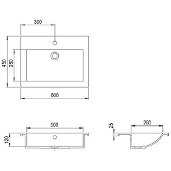vidaXL Lavabo en granit 600 x 450 x 120 mm Noir pas cher