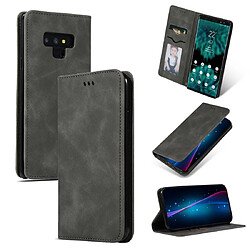 Wewoo Housse Coque Etui en cuir avec rabat horizontal magnétique Business Skin Feel pour Galaxy Note 9 gris foncé