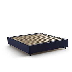 Acheter Autrement Talamo Italia Silvia lit double avec conteneur, Made in Italy, en tissu déhoussable, 160x200 cm, avec ouverture frontale, Bleu, avec matelas inclus.