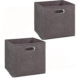 Toilinux Lot de 2 Boites de rangement pliable - 31 x 31 - Marron chiné