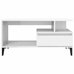 Maison Chic Table basse,Table Console Table d'appoint, Table pour salon Blanc brillant 90x49x45 cm Bois d'ingénierie -MN45494 pas cher