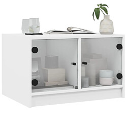 Avis vidaXL Table basse avec portes en verre blanc 68x50x42 cm