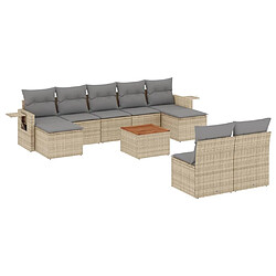 Maison Chic Salon de jardin avec coussins 10 pcs, Ensemble Tables et chaises de jardin, beige résine tressée -GKD438898