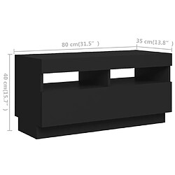 vidaXL Meuble TV avec lumières LED Noir 260x35x40 cm pas cher