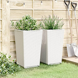 Avis Maison Chic Lot de 2 Jardinières,Bac à fleurs - pot de fleur blanc 32,5x32,5x57 cm polypropylène -GKD18673