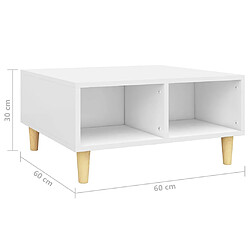 vidaXL Table basse blanc 60x60x30 cm bois d'ingénierie pas cher