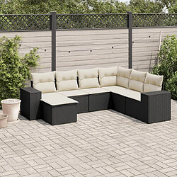 Maison Chic Ensemble Tables et chaises d'extérieur 7pcs avec coussins,Salon de jardin noir résine tressée -GKD795029