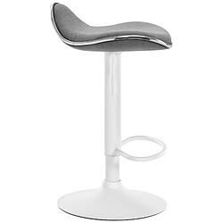 Avis Decoshop26 Tabouret de bar x1 assise ergonomique en tissu gris clair pied en trompette en métal blanc 10_0005397