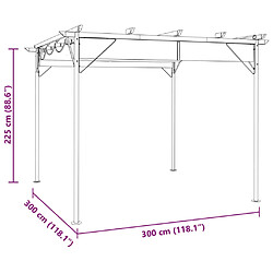 vidaXL Pergola avec toit rétractable anthracite 3x3 m acier 180 g/m² pas cher