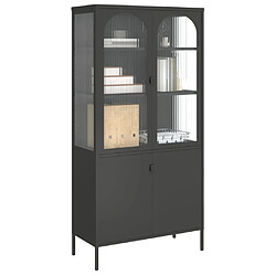 Acheter Maison Chic Commode Buffet - Meuble de rangement haut noir 90x40x180 cm verre et acier -GKD61569