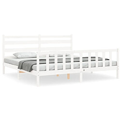 Maison Chic Lit adulte - Cadre Structure de lit avec tête de lit Contemporain blanc 200x200 cm bois massif -MN59742