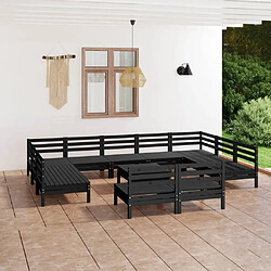 Maison Chic Salon de jardin 12 pcs - Table et chaises d'extérieur - Mobilier/Meubles de jardin Moderne Noir Bois de pin massif -MN15069