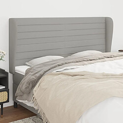 Maison Chic Tête de lit scandinave avec oreilles,meuble de chambre Gris clair 163x23x118/128 cm Tissu -MN80189