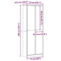 vidaXL Buffet haut avec LED chêne brun 74x32,5x200cm bois d’ingénierie pas cher