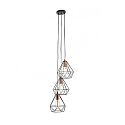 Luminaire Center Suspension Deyon Cuivre poli,Noir mat 3 ampoules 60cm