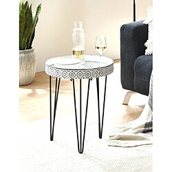 Pegane Table d'appoint coloris noir-blanc en métal - H 53 x Ø 45 cm