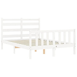 Maison Chic Cadre/structure de lit avec tête de lit pour adulte - Lit Moderne Chambre blanc 140x200 cm bois massif -MN64544 pas cher