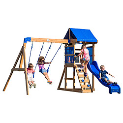 Backyard Discovery Aurora Aire de jeux en bois | Aire de Jeux Extérieur avec balançoire / toboggan / bac de sable / échelle | Balancoire Exterieur avec Toboggan, Portique Balancoire Exterieur