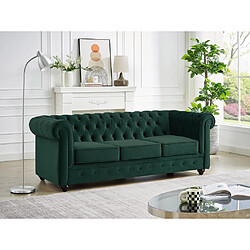 Vente-Unique Canapé 3 places et fauteuil en velours vert CHESTERFIELD