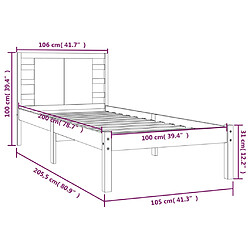 vidaXL Cadre de lit sans matelas marron miel 100x200cm bois pin massif pas cher