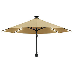 Avis Helloshop26 Parasol mural avec mât métallique et led 300 cm taupe 02_0008695