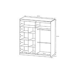 Acheter Vente-Unique Armoire 2 portes coulissantes - Avec miroir - L203 cm - Blanc - ROVINJA