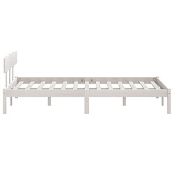 Maison Chic Lit Moderne Chambre - Cadre/structure de lit pour adulte Blanc Bois de pin massif 135x190 cm UK double -MN25881 pas cher