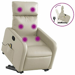 Maison Chic Fauteuil Relax pour salon, Fauteuil inclinable de massage Crème Similicuir -GKD93161