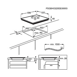 Plaque de cuisson induction 60cm 3 feux 6000w noir - LIB60320CK - ELECTROLUX